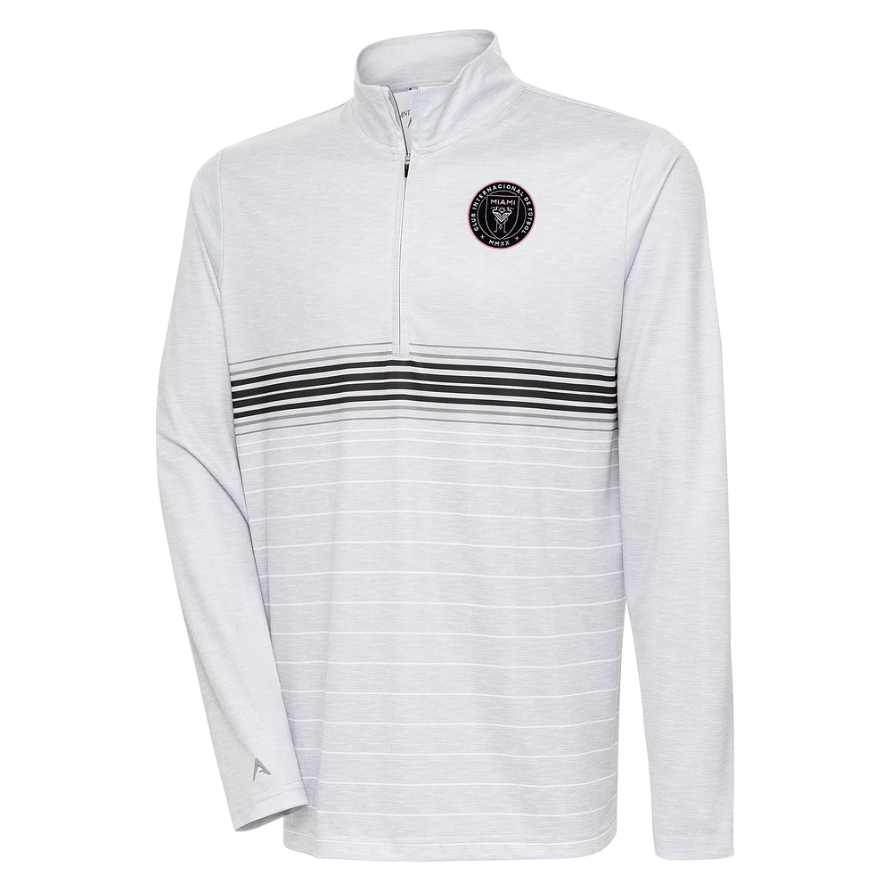 Men's Antigua Gray/Black Inter Miami CF Bullseye Quarter-Zip Pullover Top