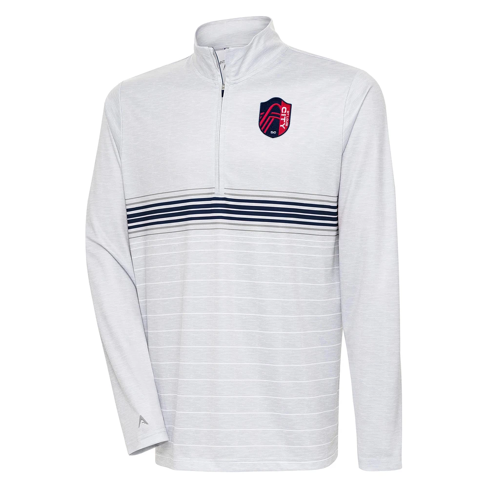 Men's Antigua Gray/Navy St. Louis City SC Bullseye Quarter-Zip Pullover Top