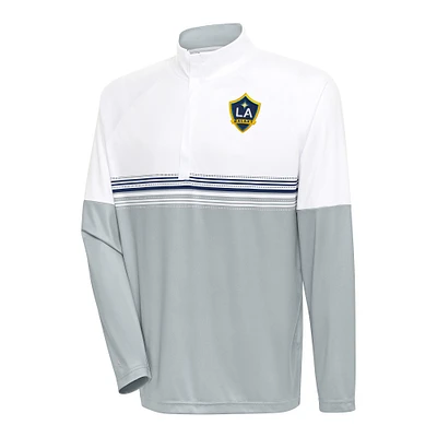 Men's Antigua White/Navy LA Galaxy Bender Quarter-Zip Pullover Top