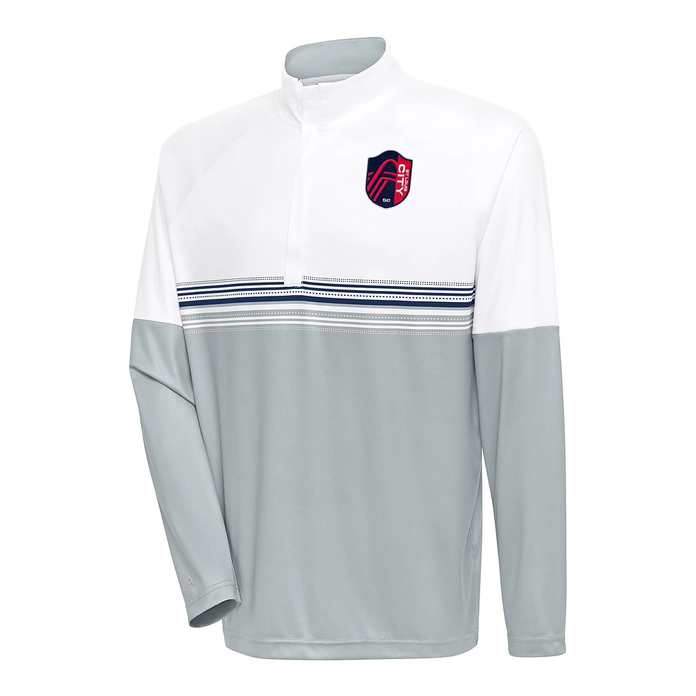 Men's Antigua White/Navy St. Louis City SC Bender Quarter-Zip Pullover Top