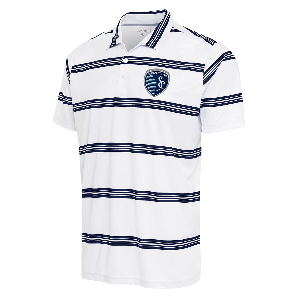 Men's Antigua White/Navy Sporting Kansas City Groove Polo