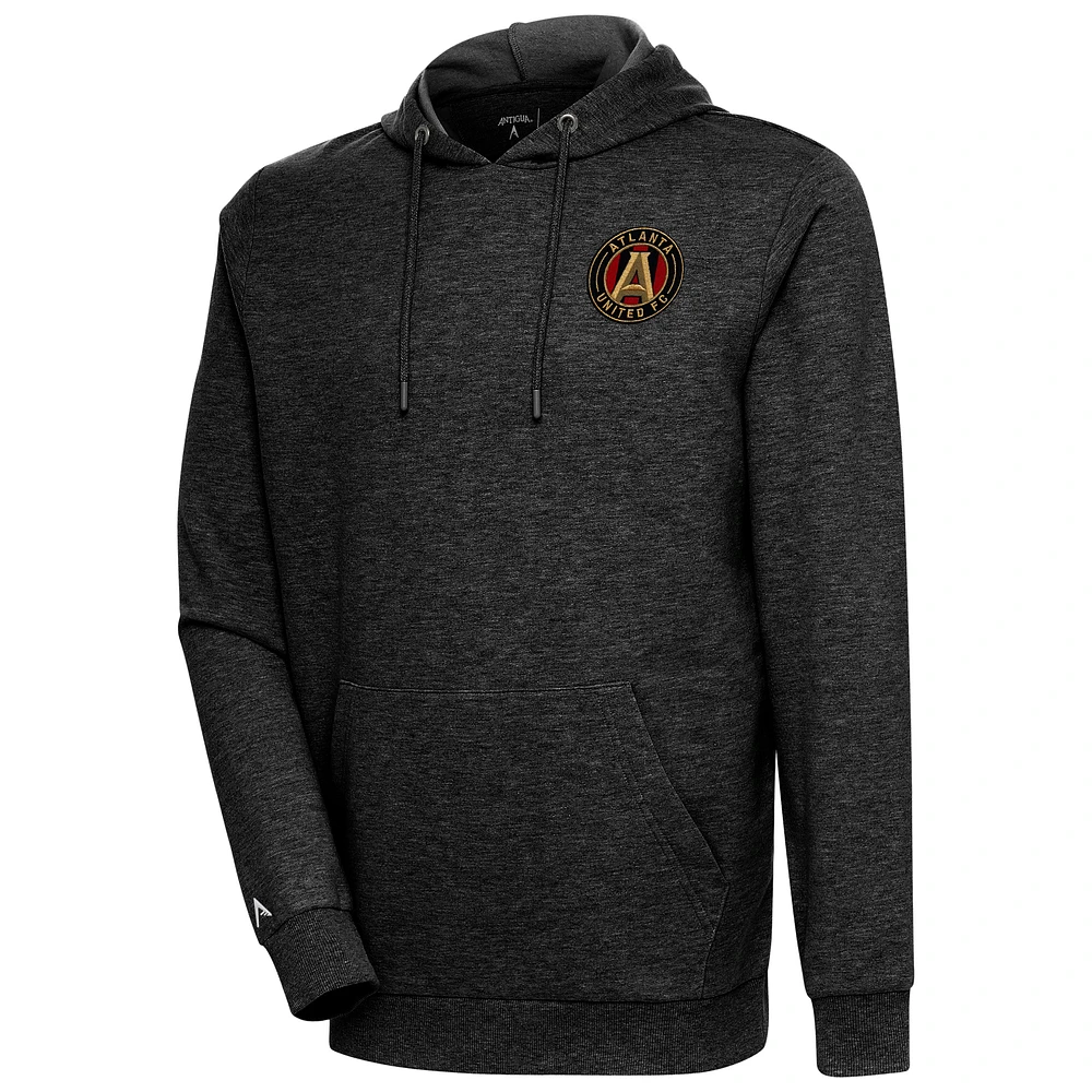 Men's Antigua Heather Black Atlanta United FC Logo Action Pullover Hoodie