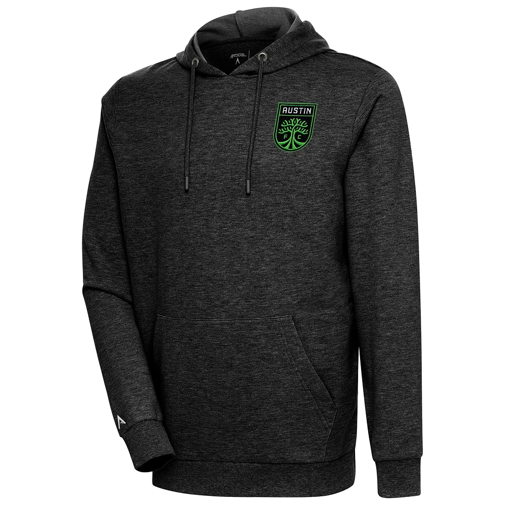 Men's Antigua Heather Black Austin FC Logo Action Pullover Hoodie