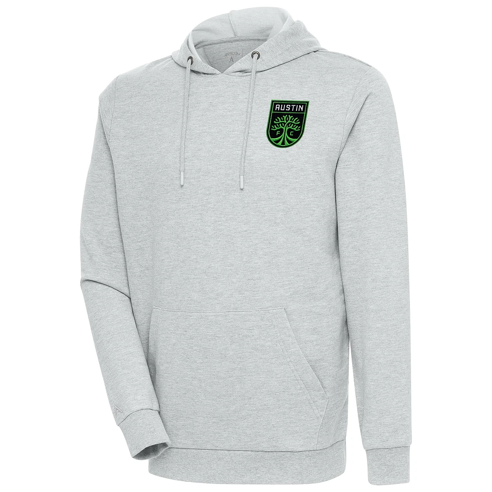 Men's Antigua Heather Gray Austin FC Logo Action Pullover Hoodie