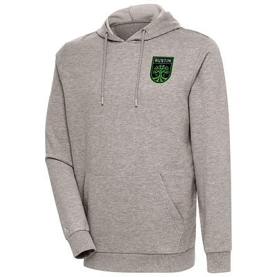 Men's Antigua Oatmeal Austin FC Logo Action Pullover Hoodie