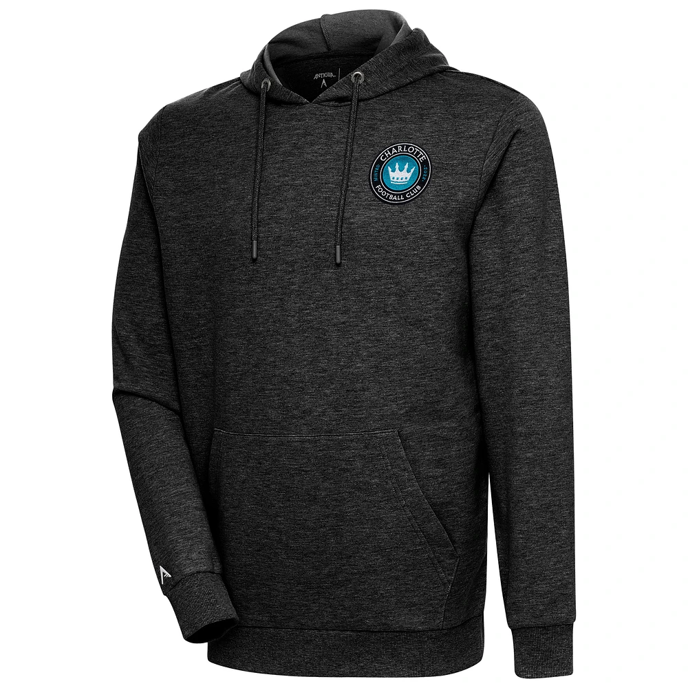 Men's Antigua Heather Charlotte FC Logo Action Pullover Hoodie