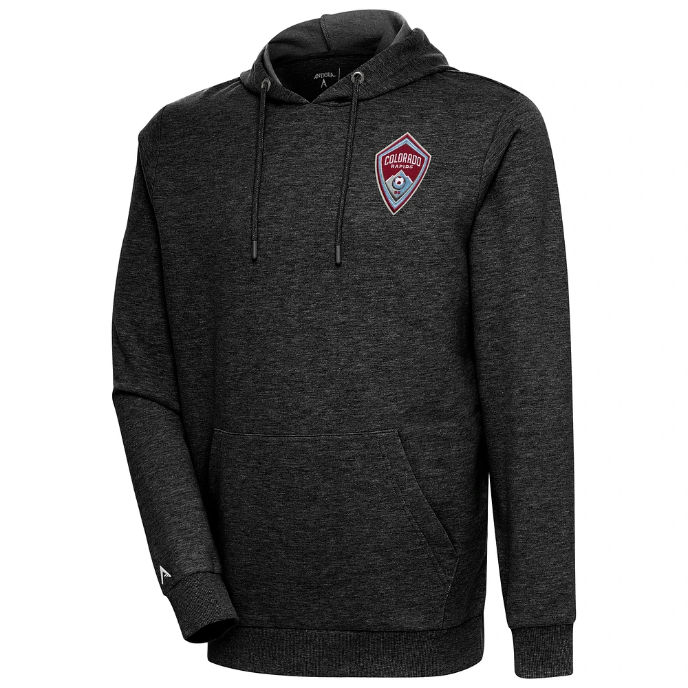 Men's Antigua Heather Black Colorado Rapids Logo Action Pullover Hoodie