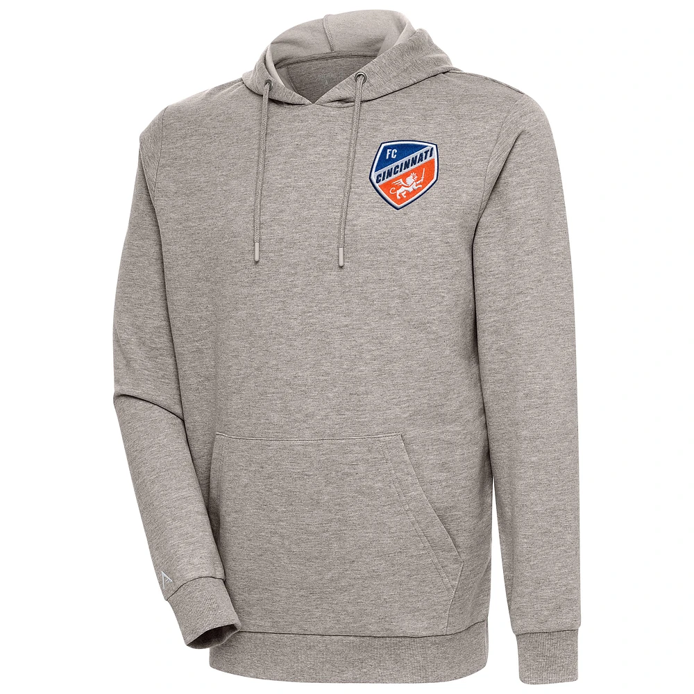 Men's Antigua Oatmeal FC Cincinnati Logo Action Pullover Hoodie