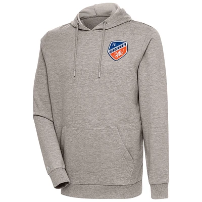 Men's Antigua Oatmeal FC Cincinnati Logo Action Pullover Hoodie