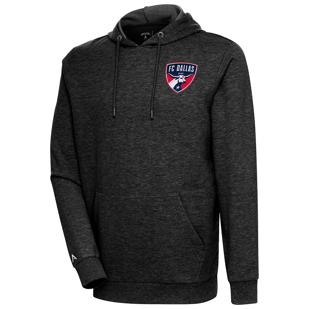 Men's Antigua Heather Black FC Dallas Logo Action Pullover Hoodie