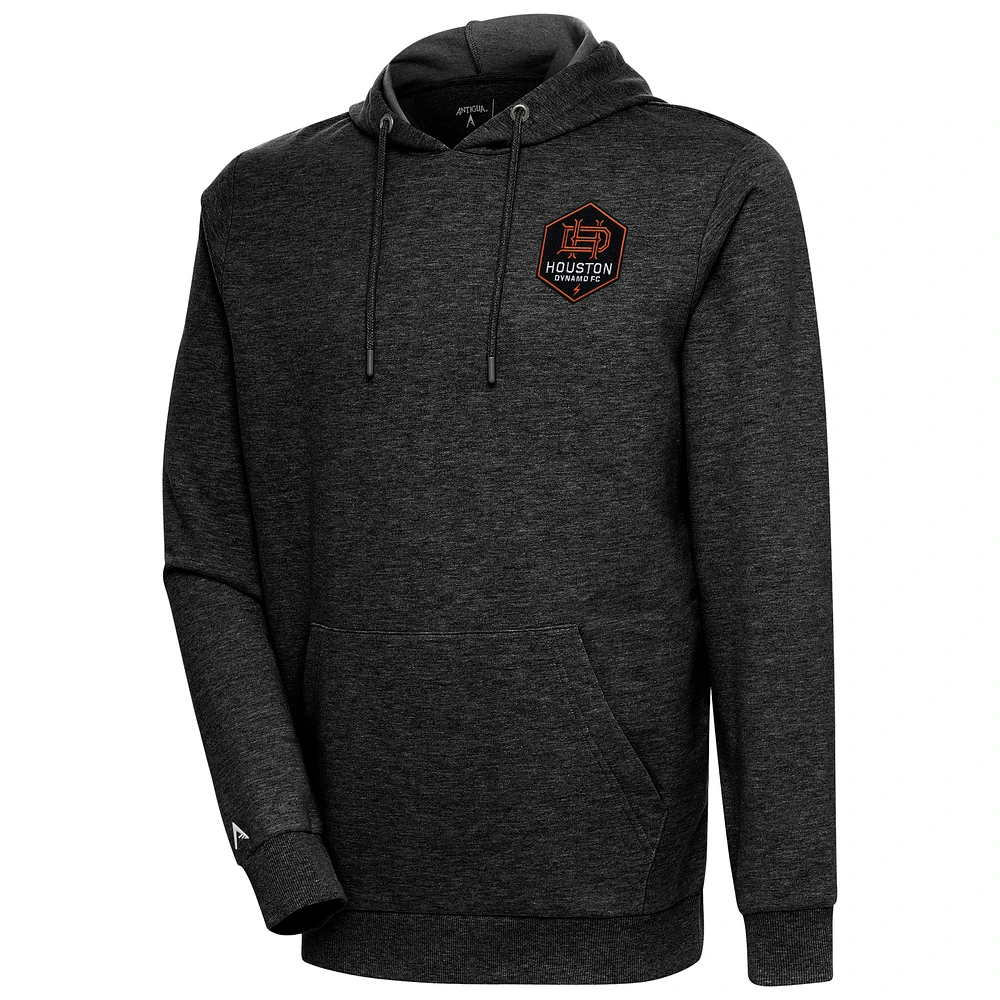 Men's Antigua Heather Black Houston Dynamo FC Logo Action Pullover Hoodie