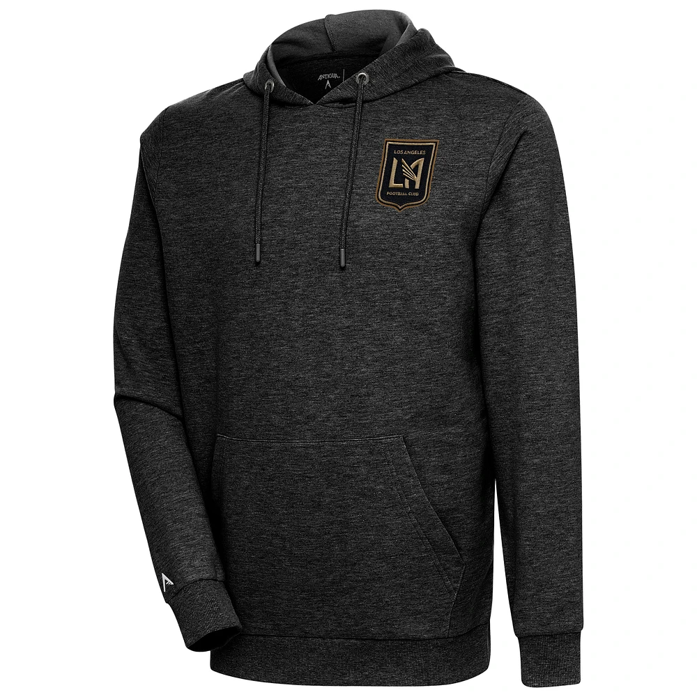 Men's Antigua Heather Black LAFC Logo Action Pullover Hoodie