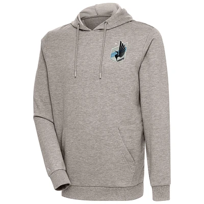 Men's Antigua Oatmeal Minnesota United FC Logo Action Pullover Hoodie