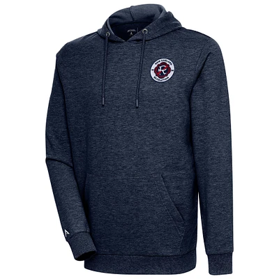 Men's Antigua Heather Navy New England Revolution Logo Action Pullover Hoodie