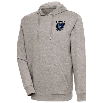 Men's Antigua Oatmeal San Jose Earthquakes Logo Action Pullover Hoodie