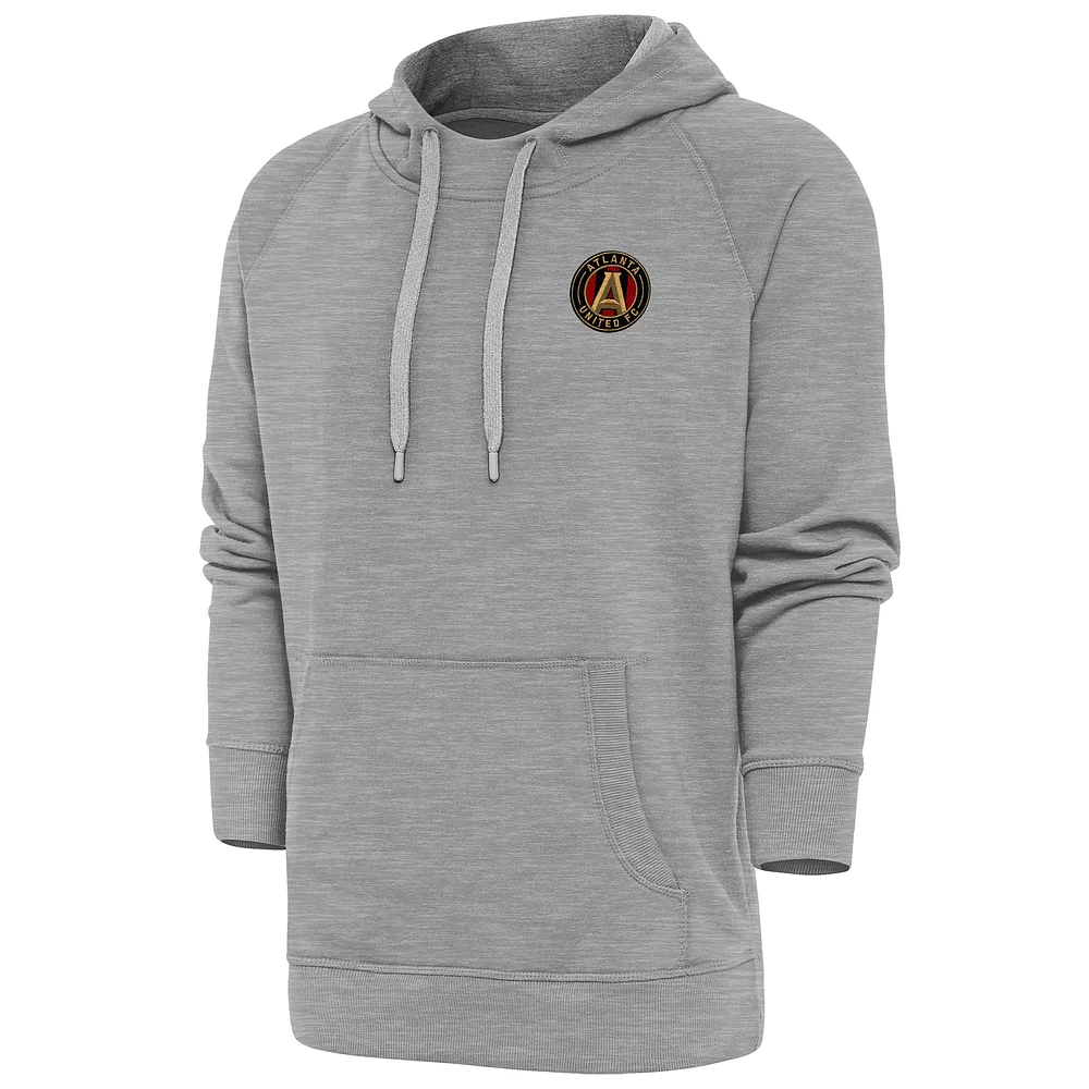 Men's Antigua Heather Gray Atlanta United FC Logo Victory Pullover Hoodie