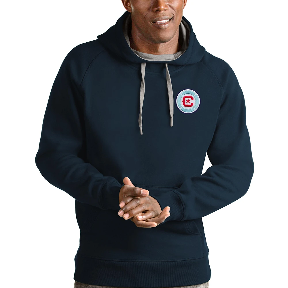 Men's Antigua Navy Chicago Fire Logo Victory Pullover Hoodie