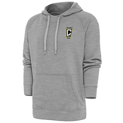 Men's Antigua Heather Gray Columbus Crew Logo Victory Pullover Hoodie