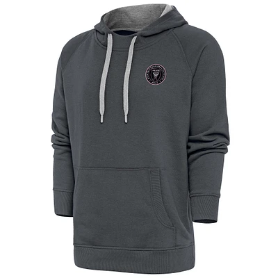 Men's Antigua Charcoal Inter Miami CF Logo Victory Pullover Hoodie