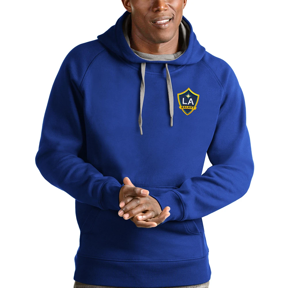 Men's Antigua Royal LA Galaxy Logo Victory Pullover Hoodie