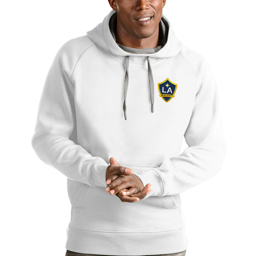 Men's Antigua White LA Galaxy Logo Victory Pullover Hoodie