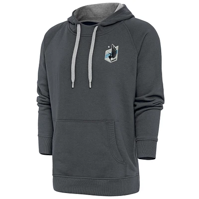 Men's Antigua Charcoal Minnesota United FC Logo Victory Pullover Hoodie