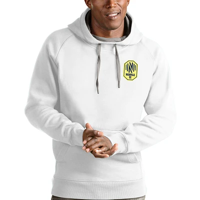 Men's Antigua White Nashville SC Logo Victory Pullover Hoodie