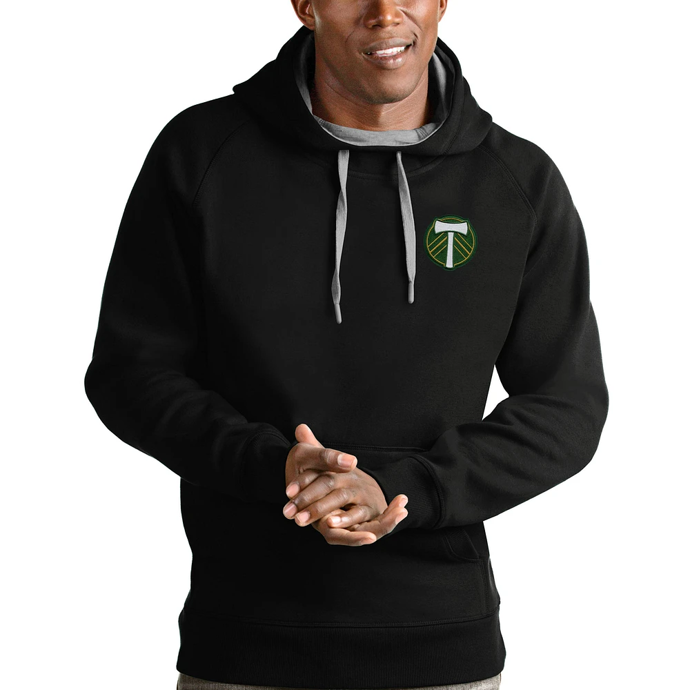 Men's Antigua Black Portland Timbers Logo Victory Pullover Hoodie