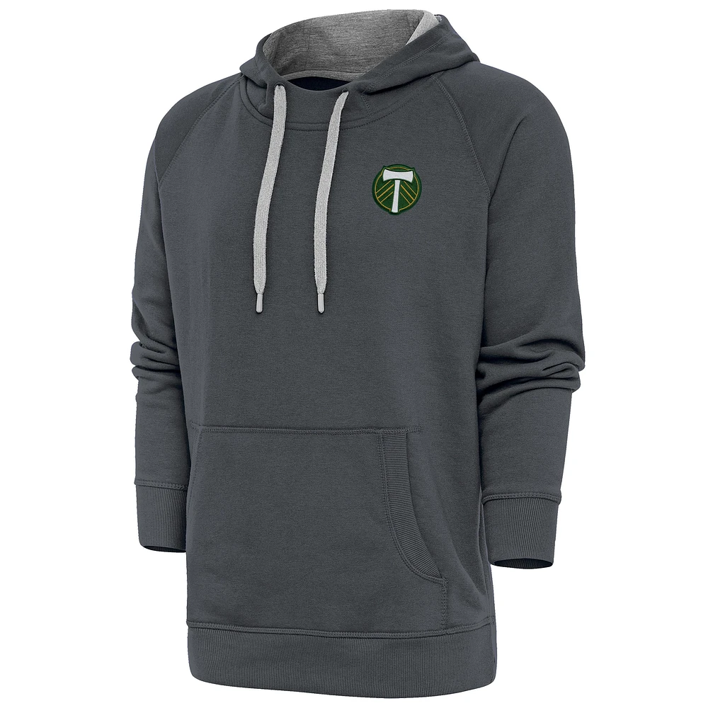 Men's Antigua Charcoal Portland Timbers Logo Victory Pullover Hoodie