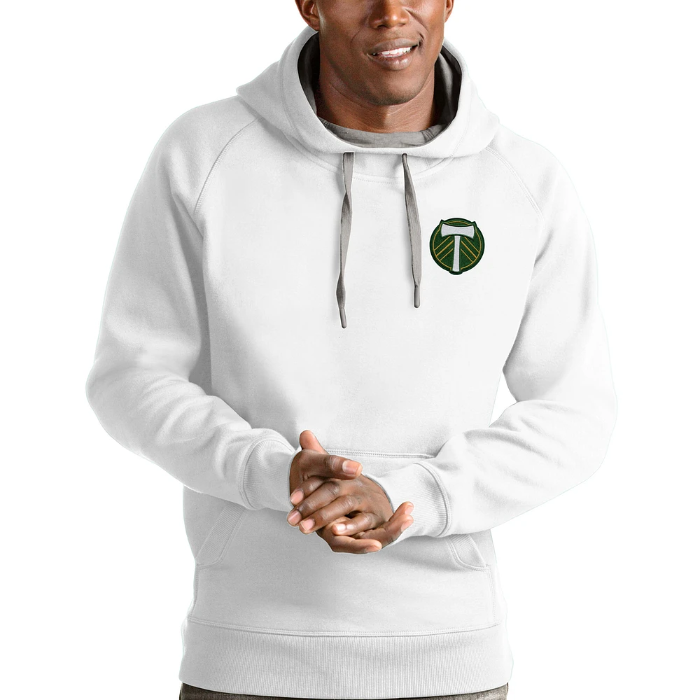 Men's Antigua White Portland Timbers Logo Victory Pullover Hoodie