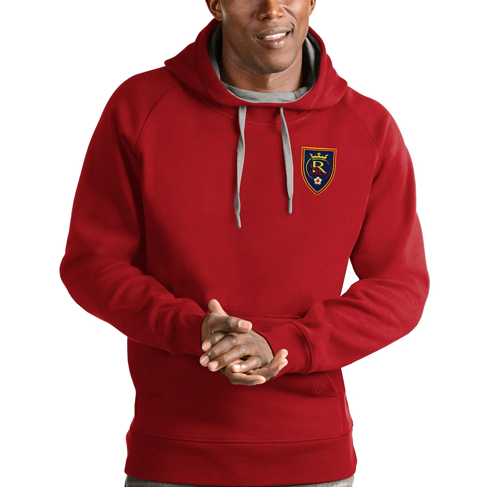 Men's Antigua Red Real Salt Lake Logo Victory Pullover Hoodie