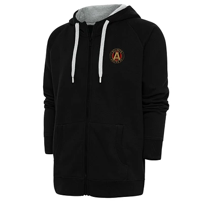 Men's Antigua Black Atlanta United FC Logo Victory Full-Zip Hoodie