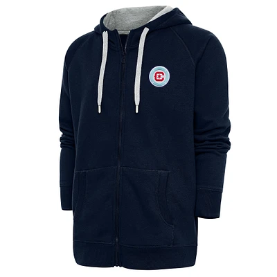 Men's Antigua Navy Chicago Fire Logo Victory Full-Zip Hoodie