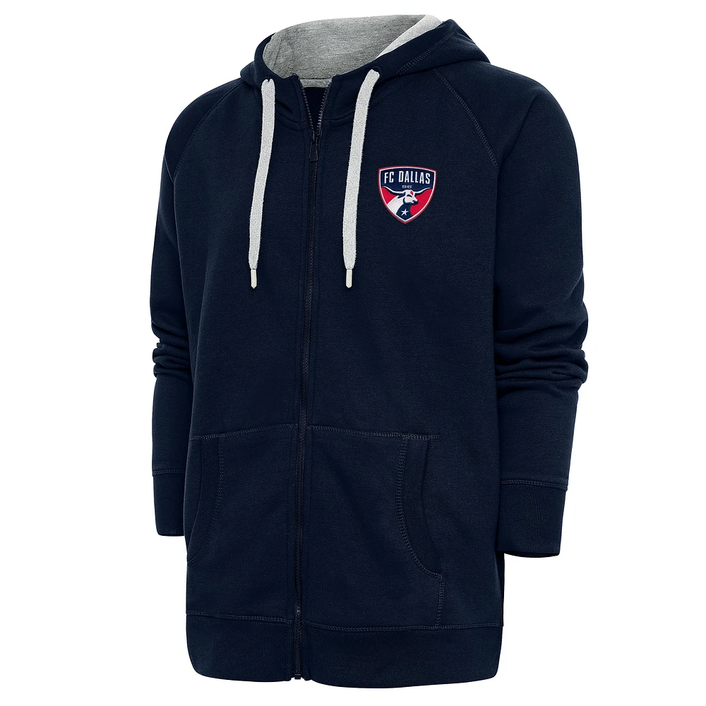 Men's Antigua Navy FC Dallas Logo Victory Full-Zip Hoodie