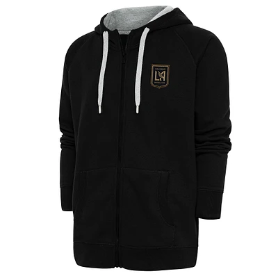 Men's Antigua Black LAFC Logo Victory Full-Zip Hoodie