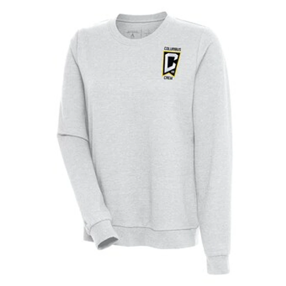 Women's Antigua Heather Gray Columbus Crew Logo Action Pullover Sweatshirt