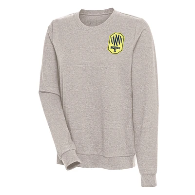 Women's Antigua Oatmeal Nashville SC Logo Action Pullover Sweatshirt