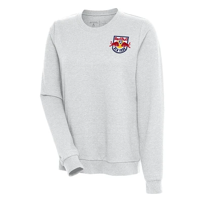 Women's Antigua Heather Gray New York Red Bulls Logo Action Pullover Sweatshirt