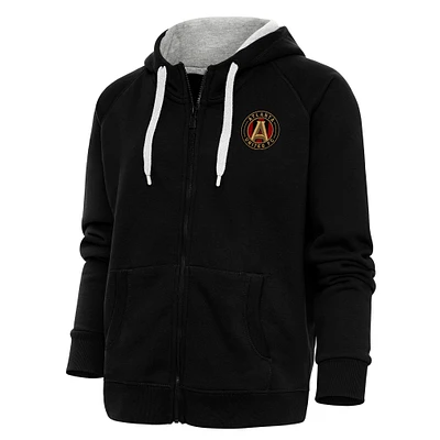 Women's Antigua Black Atlanta United FC Logo Victory Full-Zip Hoodie