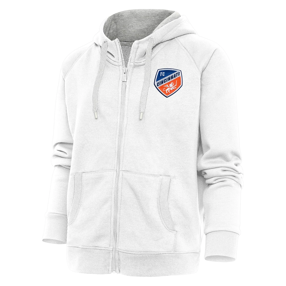 Women's Antigua FC Cincinnati Logo Victory Full-Zip Hoodie