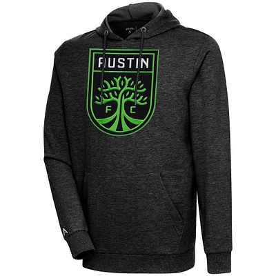 Men's Antigua Heather Black Austin FC Action Pullover Hoodie