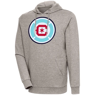 Men's Antigua Oatmeal Chicago Fire Action Pullover Hoodie