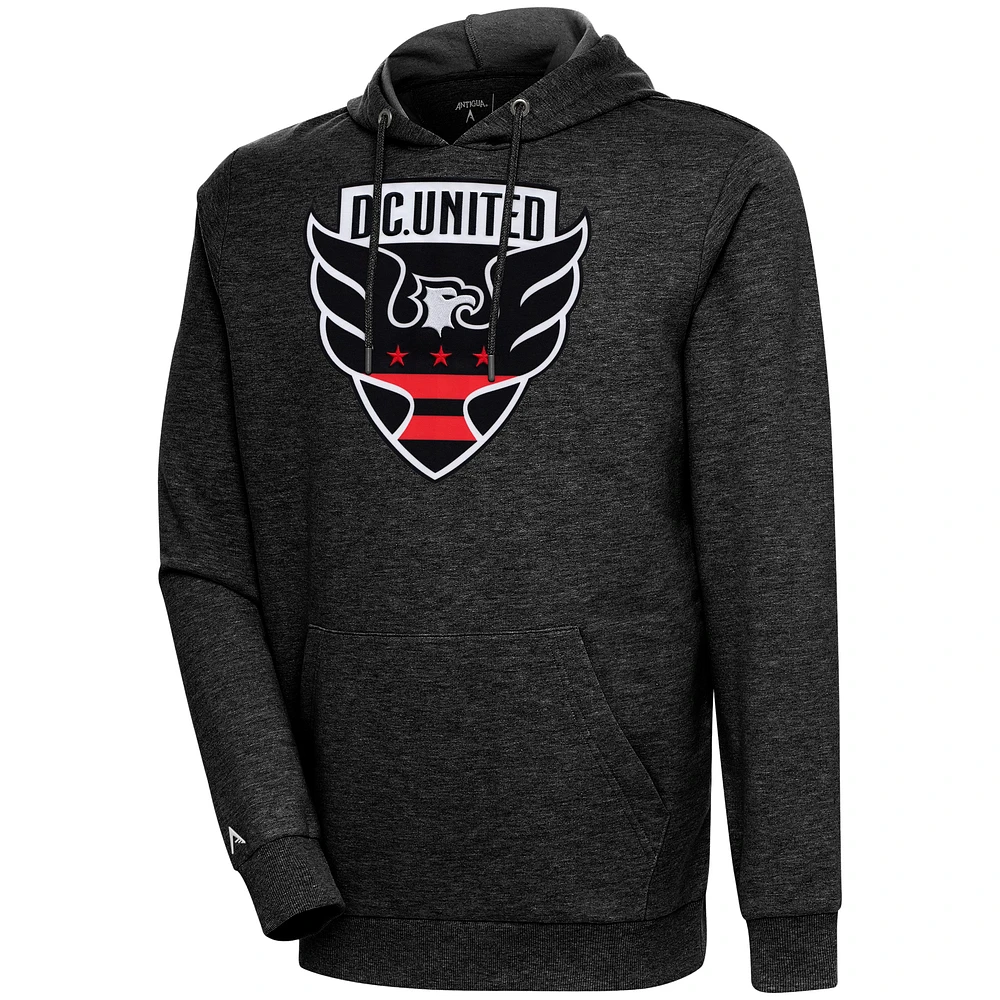 Men's Antigua Heather Black D.C. United Action Pullover Hoodie
