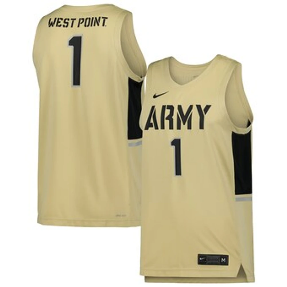 Men's Nike #1 Gold Army Black Knights Team Replica Basketball Jersey
