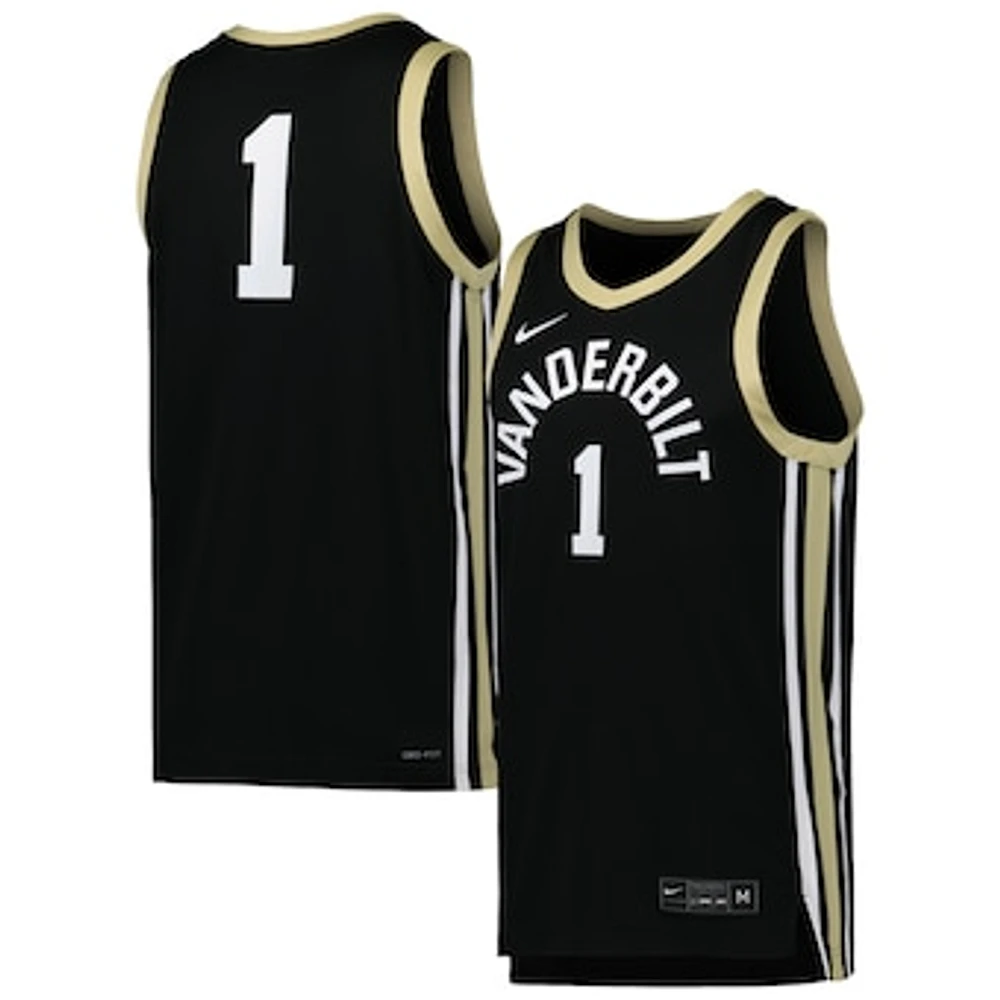 Men's Nike #1 Black Vanderbilt Commodores Replica Basketball Jersey