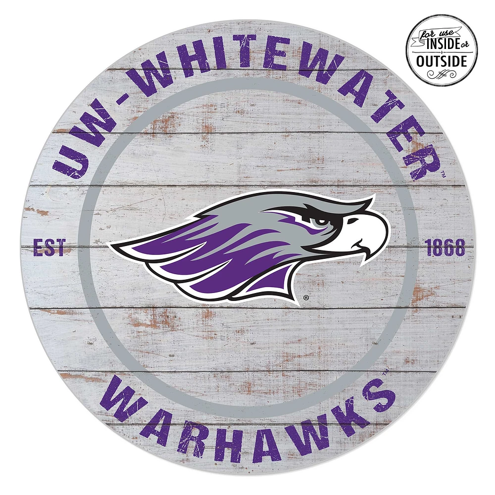 Wisconsin-Whitewater Warhawks 20'' x 20'' Indoor/Outdoor Weathered Circle Sign