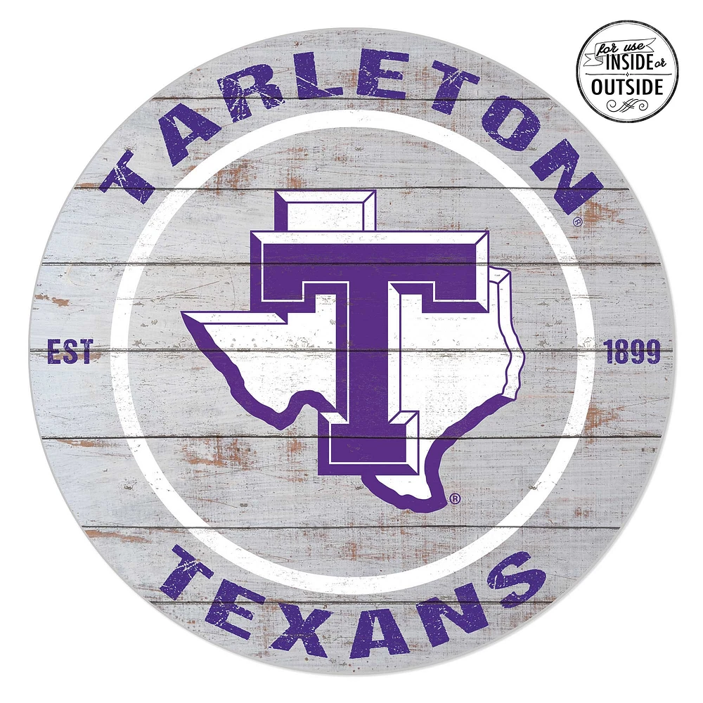 Tarleton State Texans 20'' x 20'' Indoor/Outdoor Weathered Circle Sign