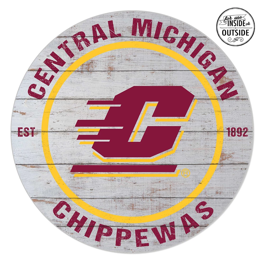 Central Michigan Chippewas 20'' x 20'' Indoor/Outdoor Weathered Circle Sign