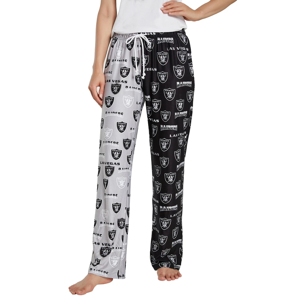 Women's Concepts Sport Black/Gray Las Vegas Raiders Breakthrough AOP Knit Split Pants