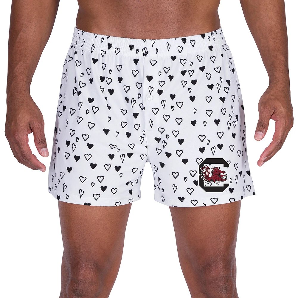 Men's Concepts Sport White South Carolina Gamecocks Epiphany Allover Print Knit Boxer Shorts